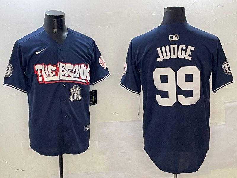 Men New York Yankees 99 Judge Drak Blue four generations Joint Name 2025 Nike MLB Jersey style 7